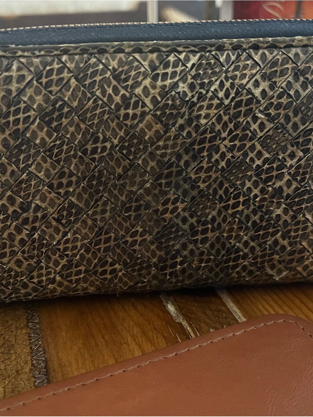 Bottega Veneta Snake Skin Zip Around Wallet!!! EUC 😍